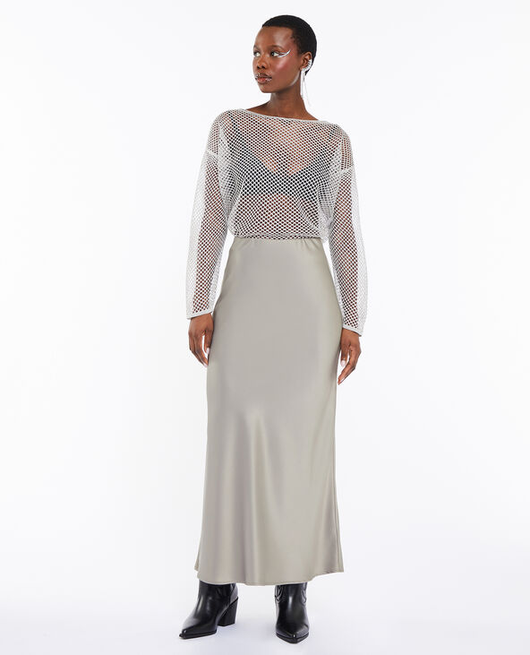 Jupe longue en satin gris - Pimkie