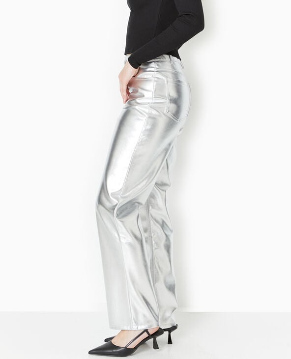 Pantalon en simili cuir argenté argenté - Pimkie