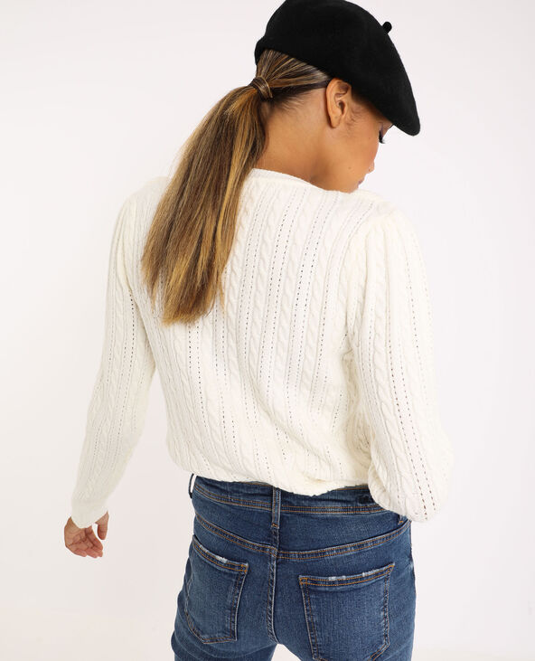 Pull à volants blanc - Pimkie