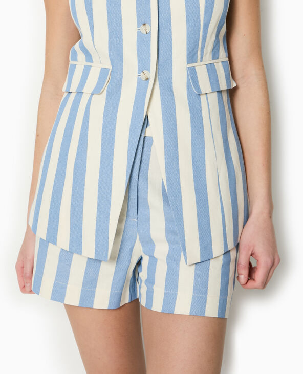 Veste longue sans manche avec rayures bleu - Pimkie