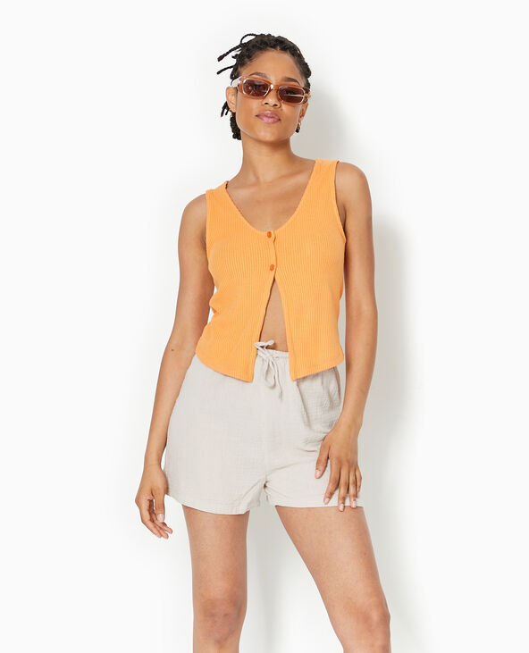 Débardeur en maille côtelée avec 2 boutons orange - Pimkie