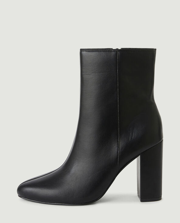 Bottines simili cuir à talon noir - Pimkie