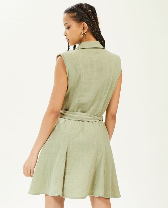 Robe chemise courte et évasée vert de gris - Pimkie