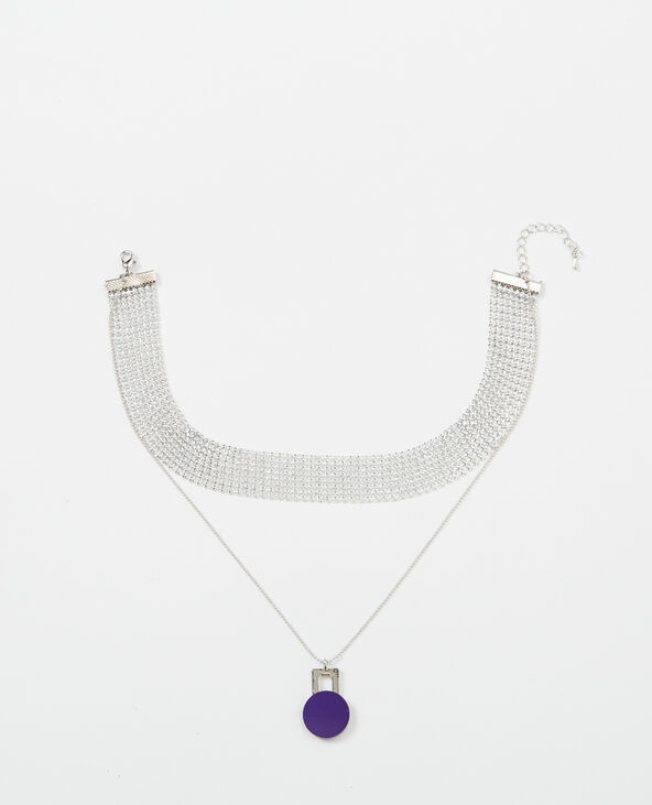 Collier choker et chaine argenté - Pimkie