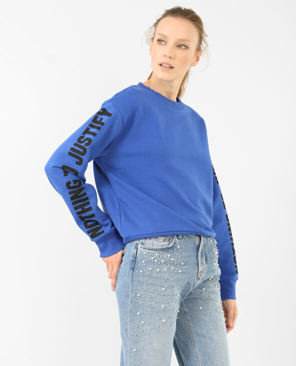Sweat à message bleu marine - Pimkie