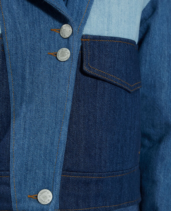 Veste tricolore en jean matelassee