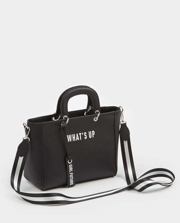 Petit sac cabas à message noir - Pimkie
