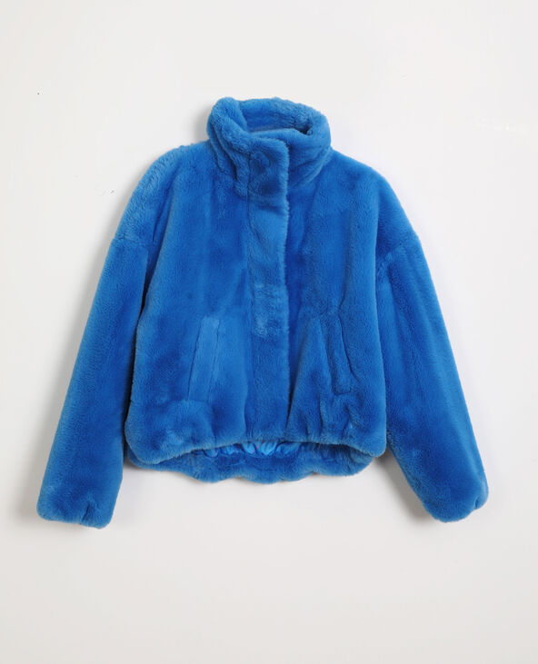 Veste fausse fourrure bleu outlet