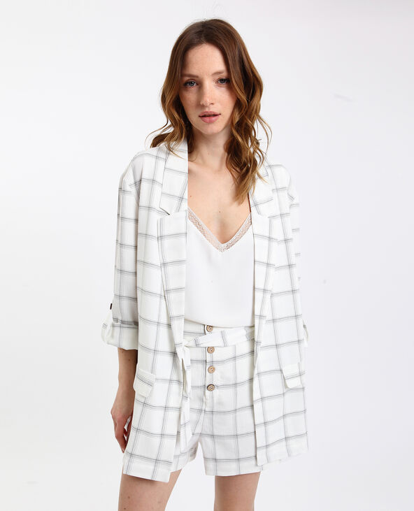 Blazer à carreaux blanc - Pimkie