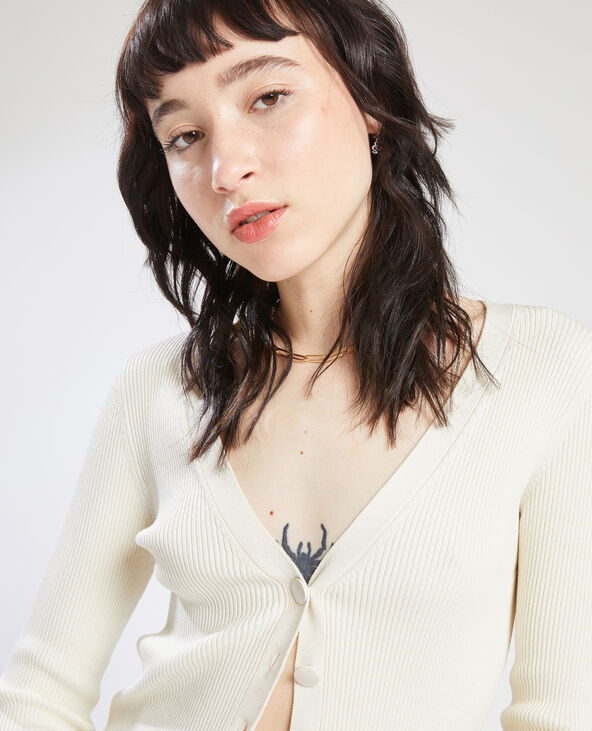 Gilet maille côtelée écru - Pimkie