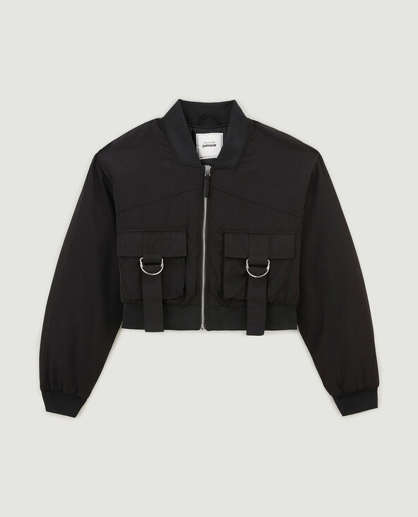 Bomber court avec poches et sangles noir - Pimkie