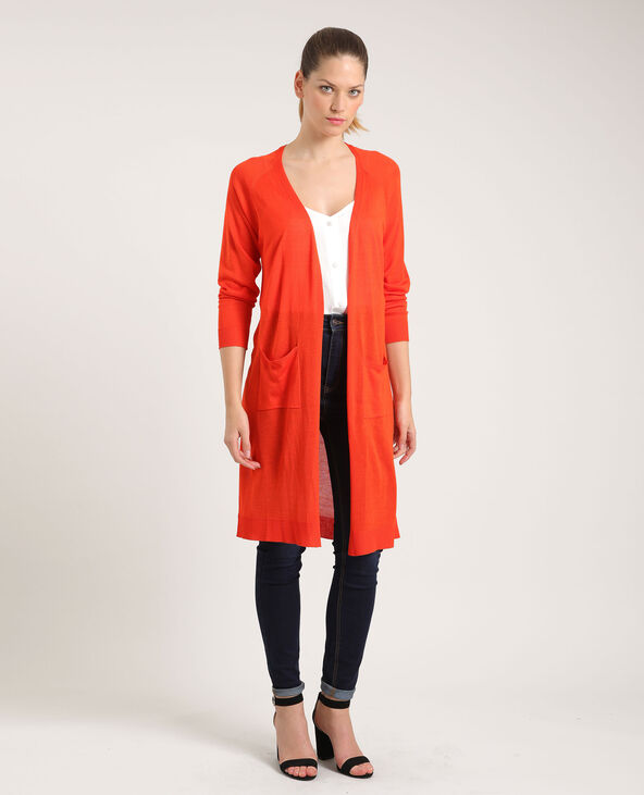 Gilet long orange femme online
