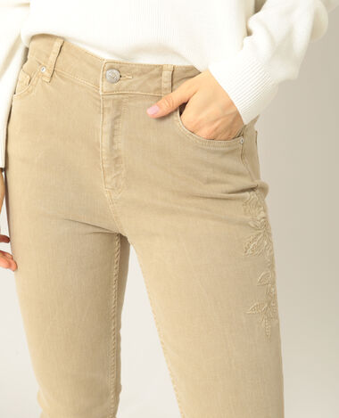 Pantalon skinny brodé beige - Pimkie
