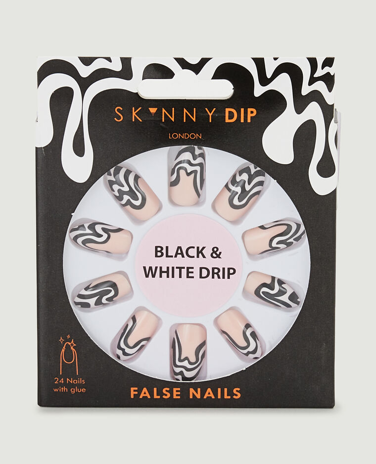 Lot de 24 faux ongles noir - Pimkie