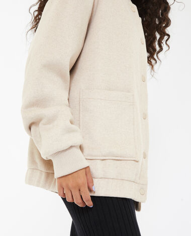 Bomber oversize en drap de laine blanc - Pimkie