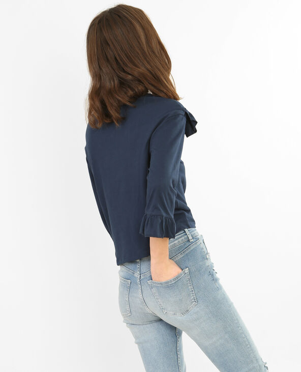T-shirt à volants bleu marine - Pimkie