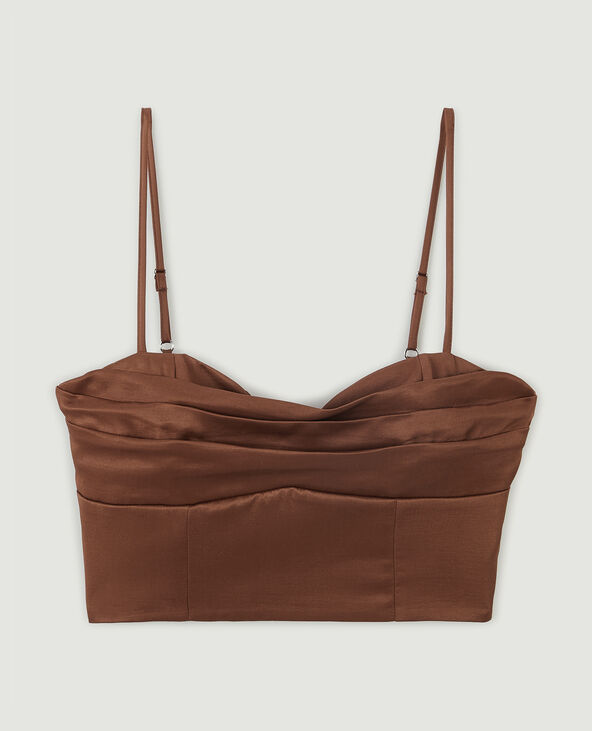 Top bénitier satiné marron - Pimkie