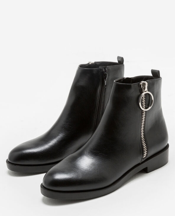 Bottines plates zippées noir - Pimkie