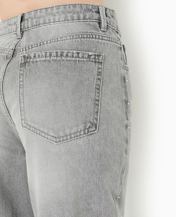 Jean straight avec strass gris clair - Pimkie
