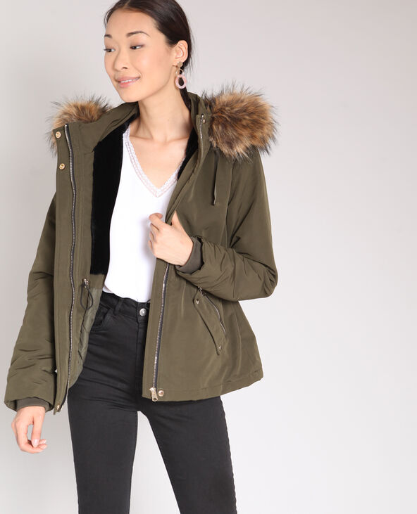 Pimkie faux fur clearance collar parka in khaki