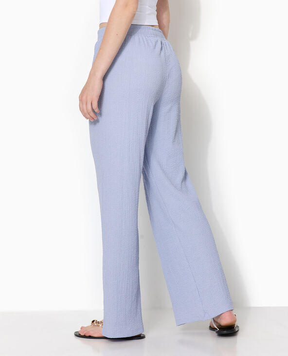 Pantalon large en tissu reliefé bleu - Pimkie