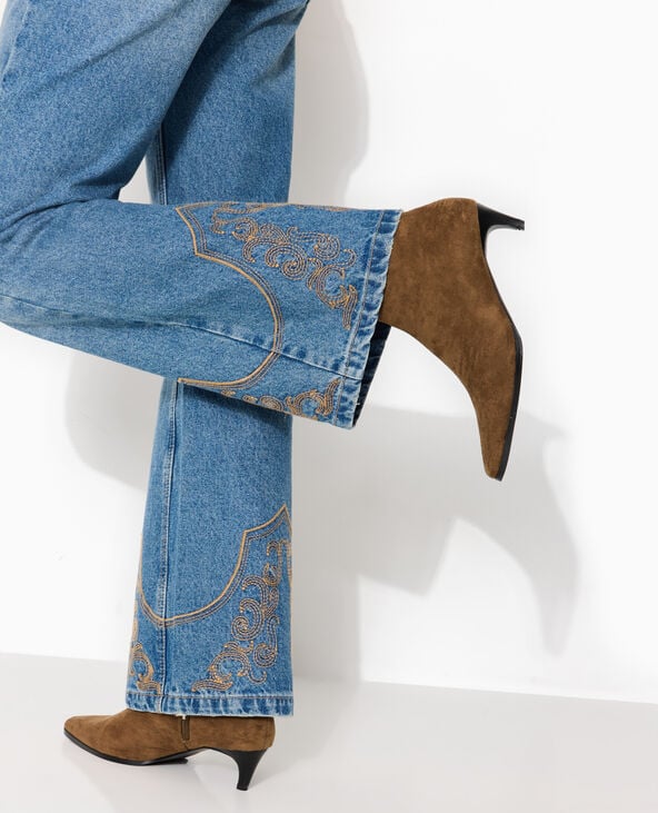Jean flare taille haute avec broderies western bleu - Pimkie
