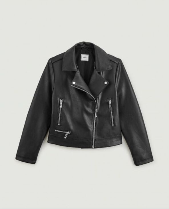 Blouson biker zippé noir - Pimkie