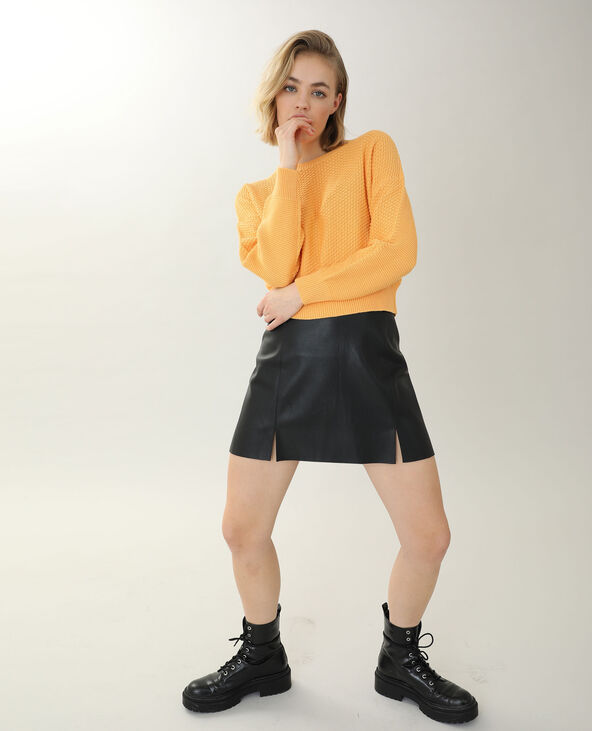 Pull maille reliefée orange - Pimkie