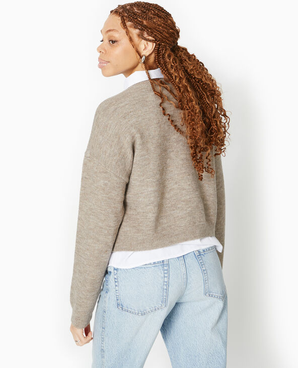 Pull court en maille beige - Pimkie