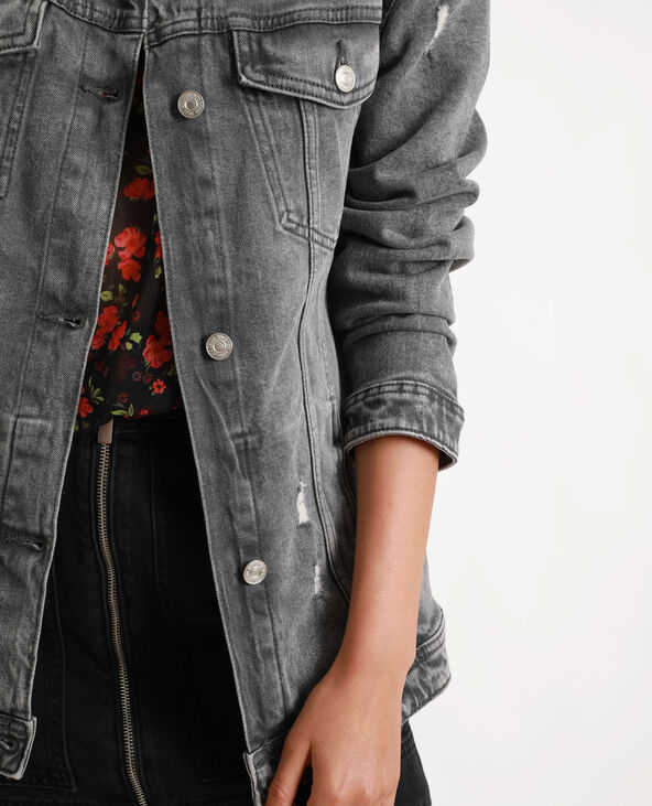 Veste jean deals mi longue femme