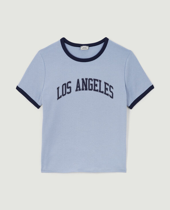 T-shirt manches courtes avec bords contrastés bleu - Pimkie