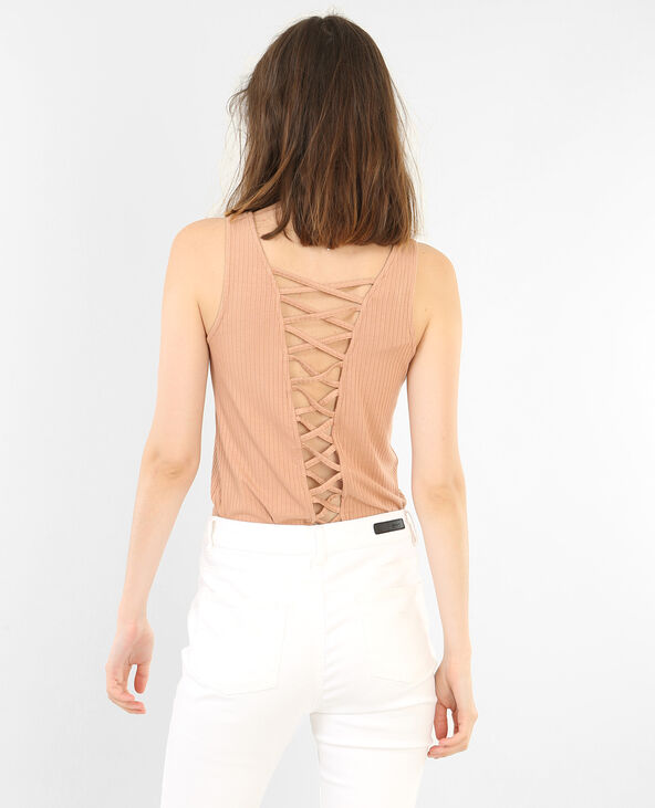 Cropped top côtelé vieux rose - Pimkie