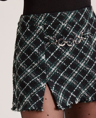 Jupe-short en tweed vert - Pimkie