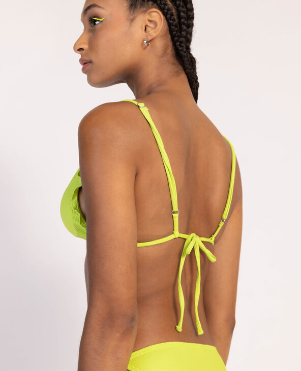 Haut de maillot triangle bords ondulés vert fluo - Pimkie
