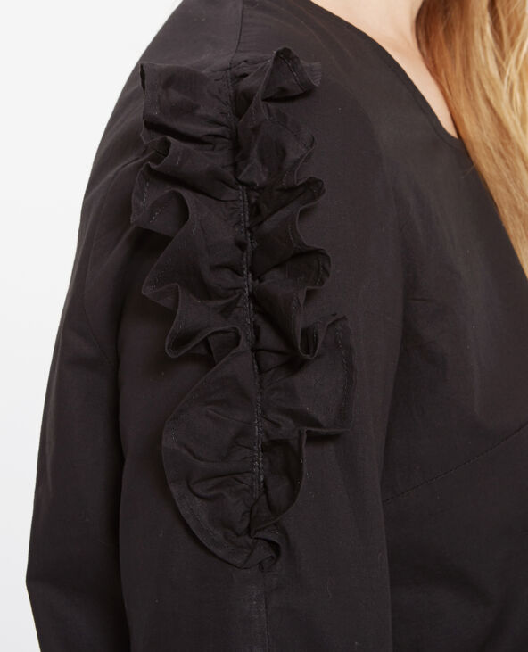 Blouse à volants noir - Pimkie