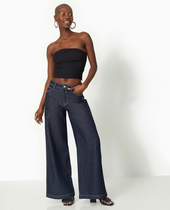 Top bustier en tissu stretch avec drapé noir - Pimkie
