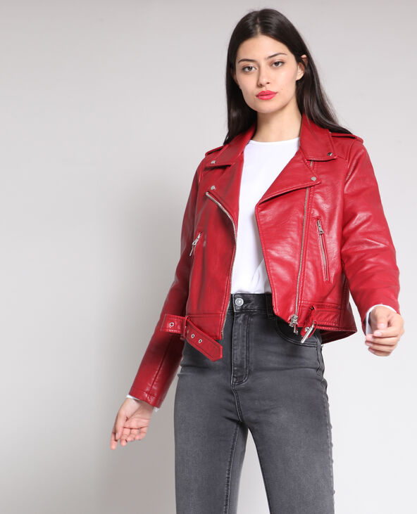 Perfecto cuir rouge outlet