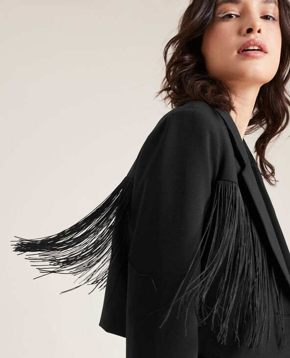 Veste blazer cropped avec franges