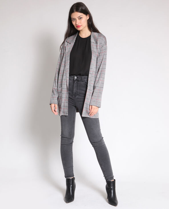 Blazer à carreaux noir - Pimkie