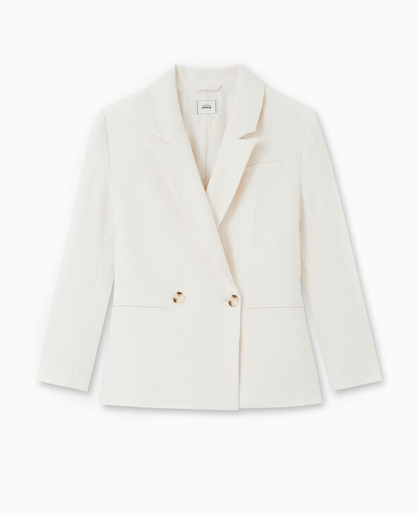 Veste blazer en tissu effet lin rustique blanc - Pimkie