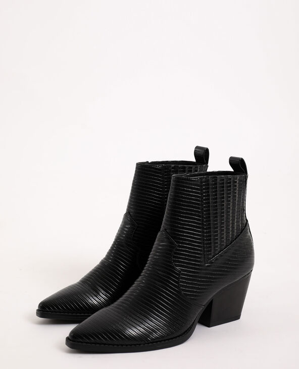 Boots western en simili cuir noir - Pimkie