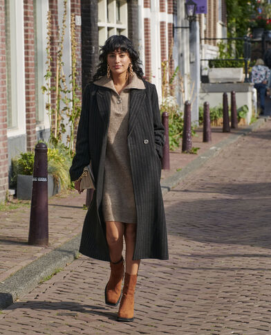 Manteau long avec laine noir - Pimkie