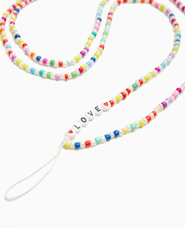 Cordon pour téléphone avec perles rose - Pimkie