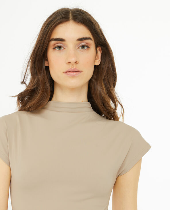 Top col montant en maille gainante beige - Pimkie