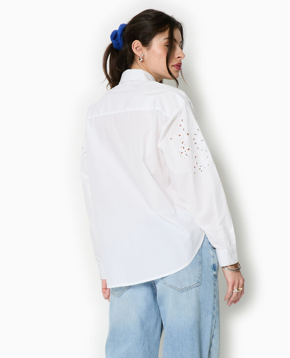 Chemise avec manches broderie anglaise blanc - Pimkie