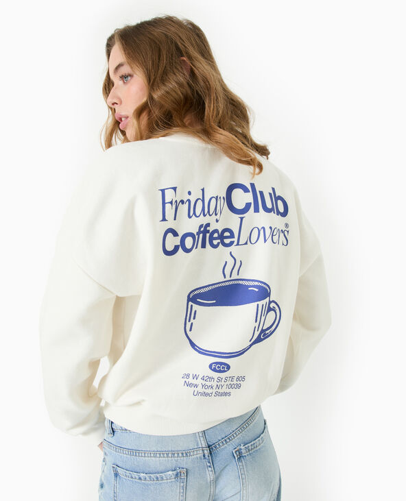 Sweat oversize avec print poitrine et dos blanc - Pimkie