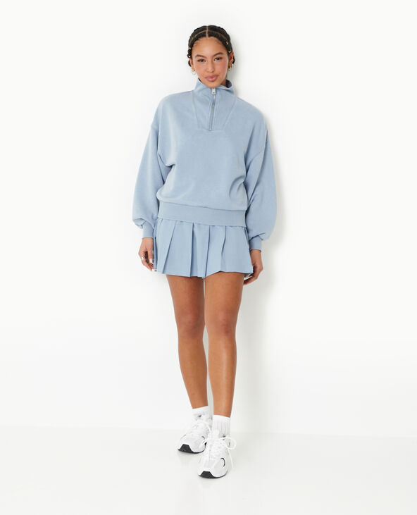 Sweat col camionneur avec effet délavé bleu - Pimkie