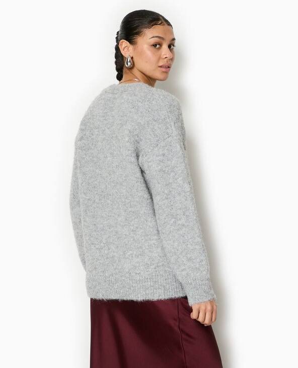 Gilet long en maille douce et poilue gris - Pimkie