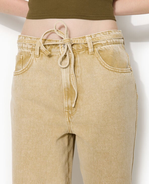 Jean baggy taille basse avec ceinture à nouer rose clair - Pimkie