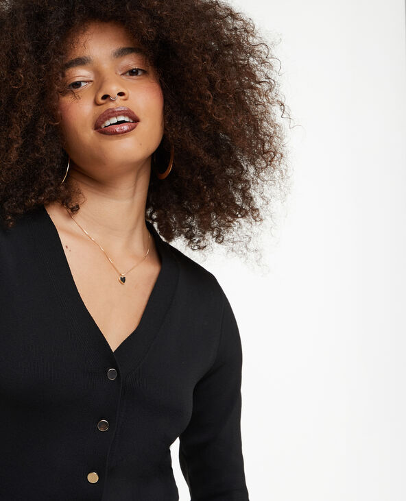 Gilet maille serrée avec boutons métalliques noir - Pimkie
